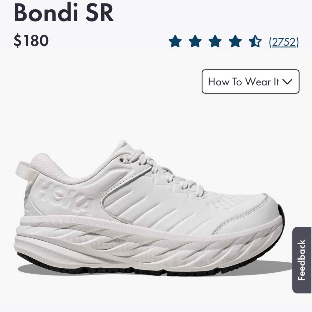 Hoka White Bondi SR Sneakers white leather 10
